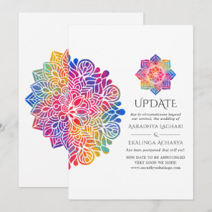 Convites Atualização do Casamento Indiano Mandala Arco-íris