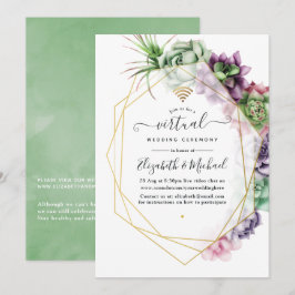 Convites Atualização Geométrica de Casamento de Aquarela Su