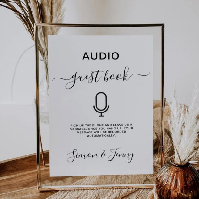 Convites Audio Guest Book Wedding Sign Modelo, (Audio Guest Book Wedding Sign Template, Invitation)