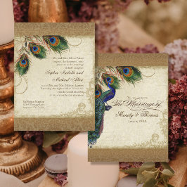 Convites Audrey Jeanne Peacock & Feather Vintage Damask