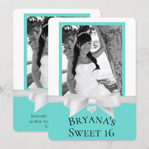 Convites Audrey Teal Branco Arco Moderno Sweet 16 Foto