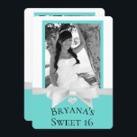 Convites Audrey Teal White Arco Modern Sweet 16 Foto<br><div class="desc">Personalizar com seu próprio texto e foto</div>