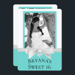 Convites Audrey Teal White Arco Modern Sweet 16 Foto<br><div class="desc">Personalizar com seu próprio texto e foto</div>