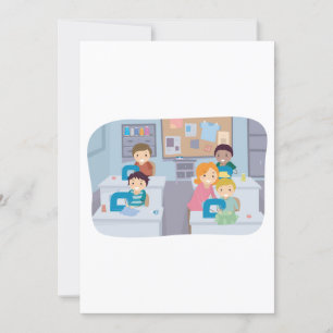 Convites Aula de Costura para Crianças Diversão em Trabalho