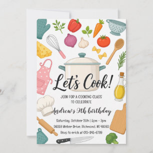 Convites Aula de culinária infantil personalizada de aniver