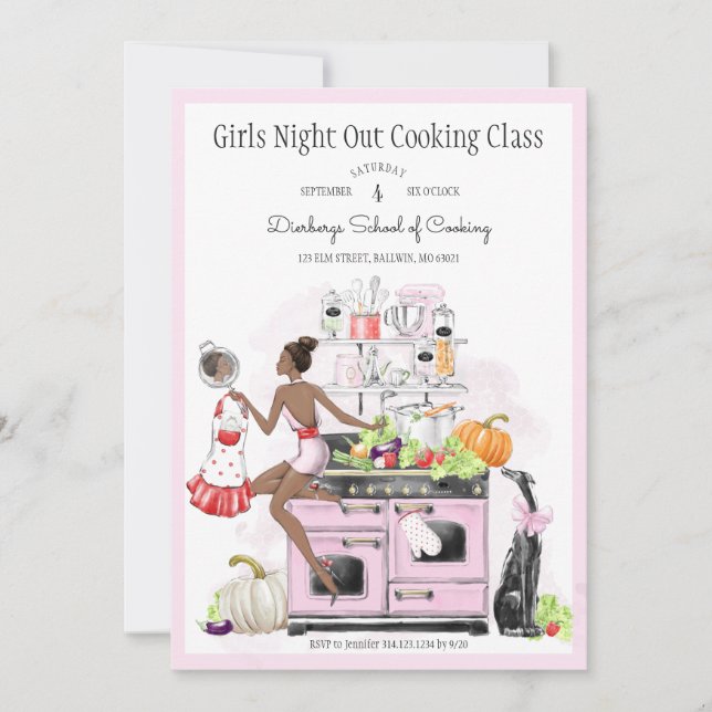 Convites Aula de culinária Noturna das Meninas (Frente)