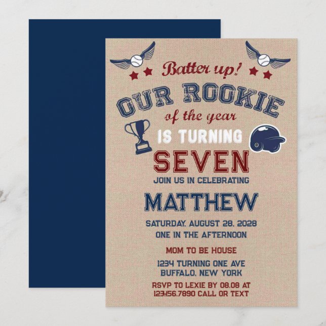 Convites Aumente O Nosso Pequeno Rookie Está Virando Adicio (Frente/Verso)