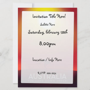 Convites Austrália "A terra abaixo" impressão de férias.