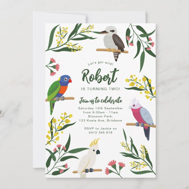 Convites Australian Birds Birthday Invitation (Frente)