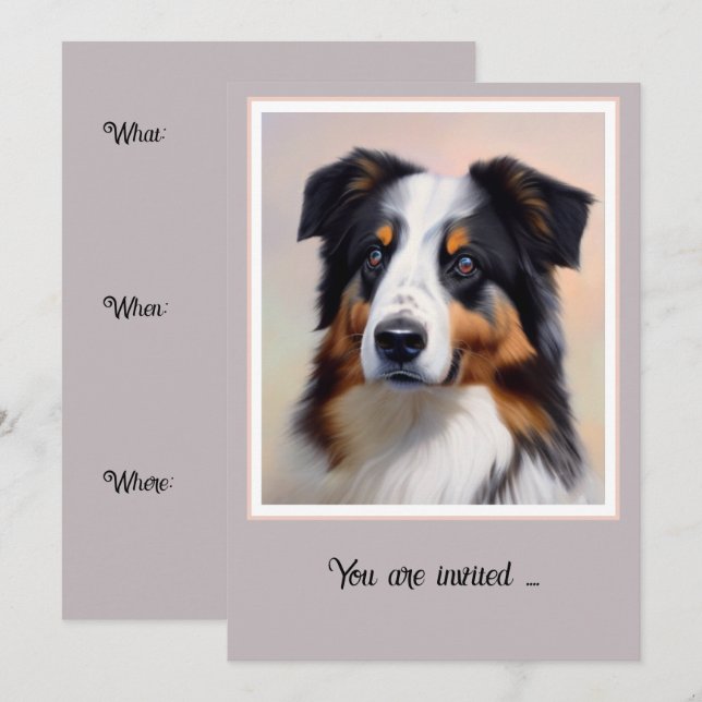 Convites Australian Shepherd Kopf -  (Frente/Verso)