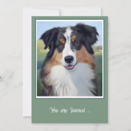Convites Australian Shepherd Portrait -