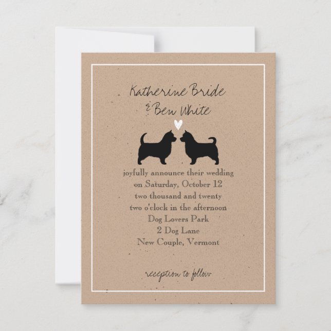 Convites Australian Terriers com Caudas Longas Casamento (Frente)