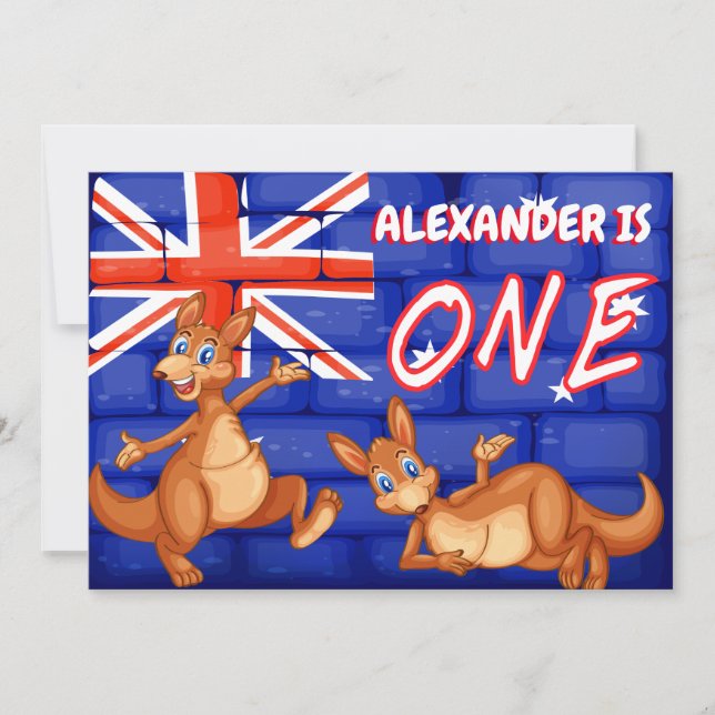 Convites Australiano Pensou Primeiro Aniversário (Frente)