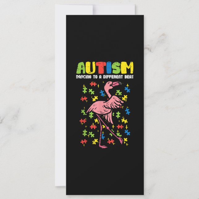 Convites Autismo Dançando em um Ritmo Diferente Flamingo Fo (Frente)