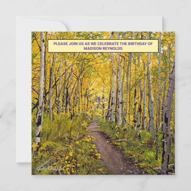 Convites Autumn Aspen Birthday Invitation – Golden Forest (Frente)