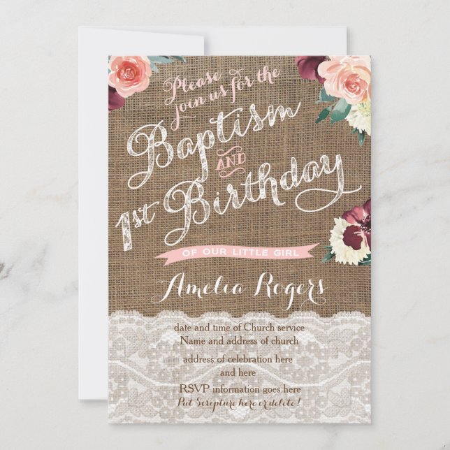 Convites Autumn Baptism Primeira Festa de aniversário Para  (Frente)