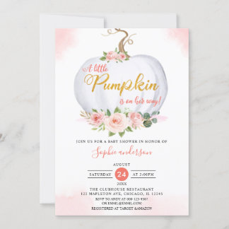 Convites Autumn Blush Um Pequeno Chá de fraldas De Abóbora