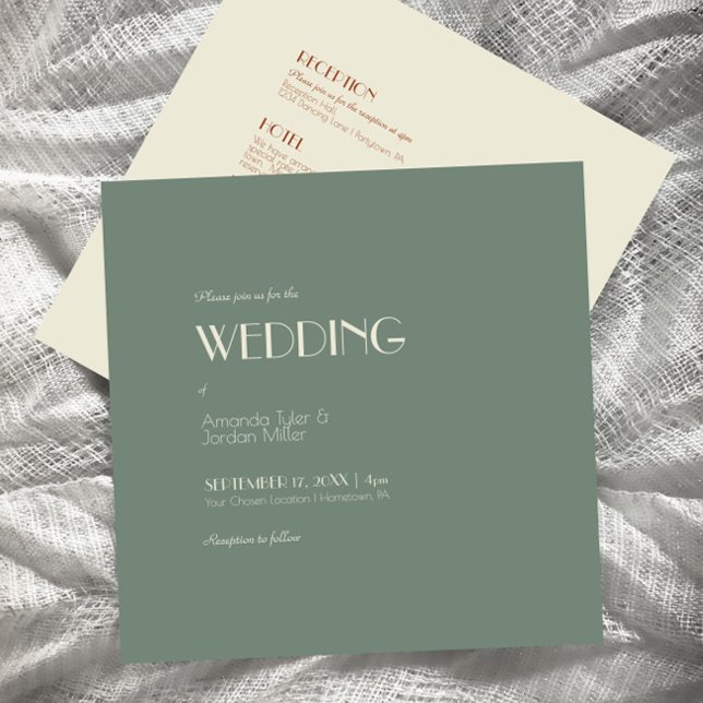 Convites Autumn Boho Deco Sage Green Square All One (Criador carregado)