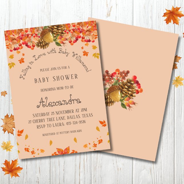 Convites Autumn Boho Floral Caindo no Chá de fraldas do Amo (Criador carregado)