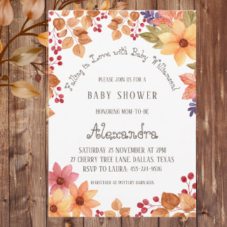Convites Autumn Boho Floral Caindo no Chá de fraldas do Amo