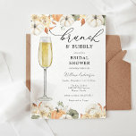 Convites Autumn Brunch e Chá de panela de Bubbles<br><div class="desc">Este Brunch com o Chá de panela Bride é perfeito para celebrar a noiva a ser ou uma noiva que já fugiu. Personalize com suas informações para a noiva. Apresentando uma flauta de aquarela de champanhe e uma borda de folhagem e verde do outono, perfeita para comemorar ao redor do...</div>