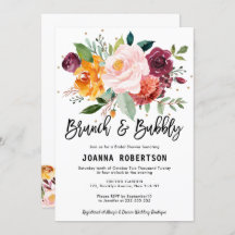 Autumn Burgundy Blush Floral Brunch & Bubble Inviv