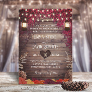 Convites Autumn Burgundy Deixa Casamento outono Russo Lante