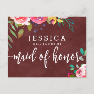 Convites Autumn Burgundy Você Será Minha Madrinha de casame