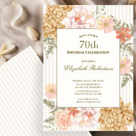 Convites Autumn Colors Floral 70th Birthday Invitation