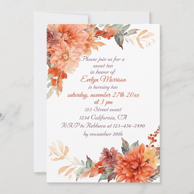 Convites Autumn Cute Gnomo Fall Sai Aniversário (Frente)