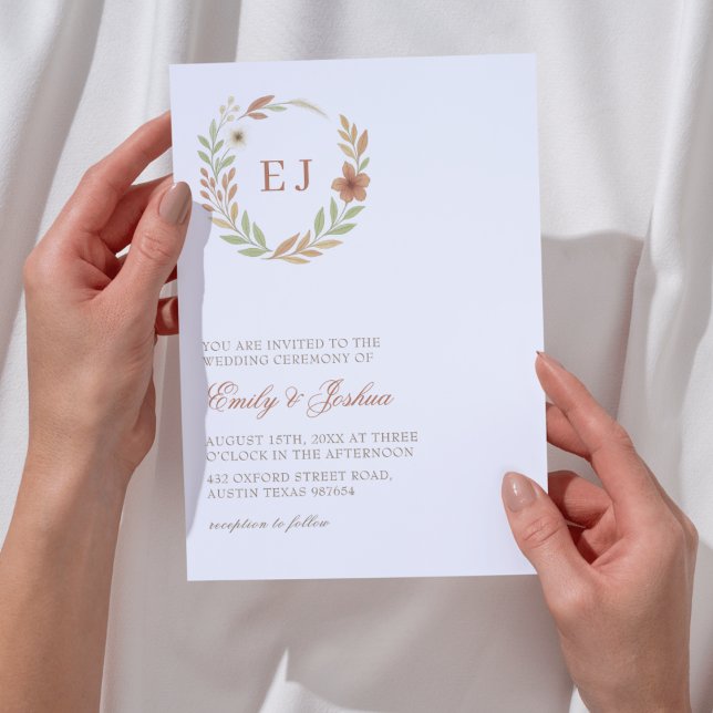 Convites Autumn Deixa Casamento Monograma (Criador carregado)