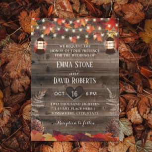 Convites Autumn Deixa Casamento outono Russo Lanterna