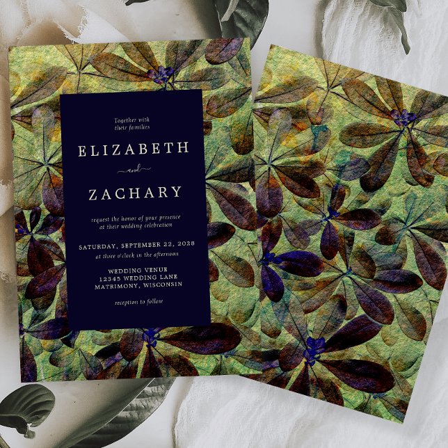 Convites Autumn Deixa Casamento Verde Roxo Amarelo (Criador carregado)