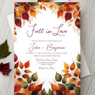 Convites Autumn Deixa Watercolor Cair no Casamento do Amor
