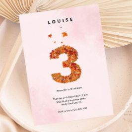 Convites Autumn Fall Floral aniversário de 3 anos