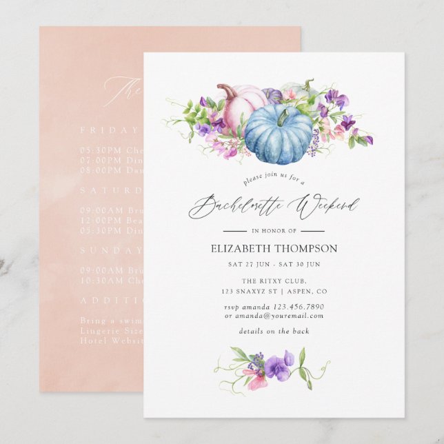 Convites Autumn - Fall Floral Bachelorette Weekend (Frente/Verso)