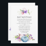 Convites Autumn - Fall Floral Bat Mitzvah<br><div class="desc">As ervilhas doces e as abóboras morcegas mitzvah convidam com tons de tipografia rosa,  roxa,  violeta e azul e elegante personalizável para suas especificidades de eventos.</div>