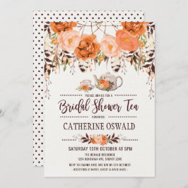 Convites Autumn Fall Floral Boho Bridal Tea Party