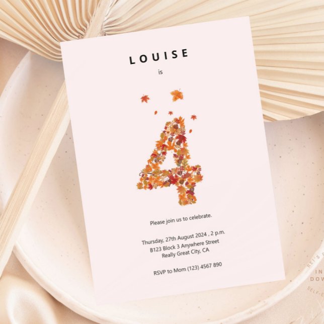 Convites Autumn Fall Floral Garden 4º Aniversário (Criador carregado)