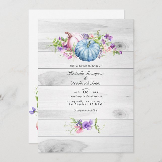 Convites Autumn - Fall Floral Rustic Code RSVP Casamento RS (Frente/Verso)