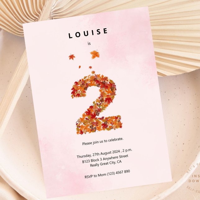 Convites Autumn Fall Floral segundo aniversário (Criador carregado)