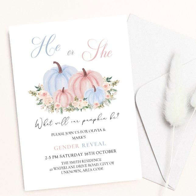 Convites Autumn Fall Pumpkin Baby Gênero Revelação (Criador carregado)