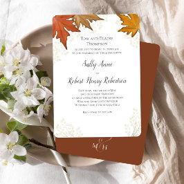 Convites Autumn Fall Watercolor Deixa Casamento Personaliza
