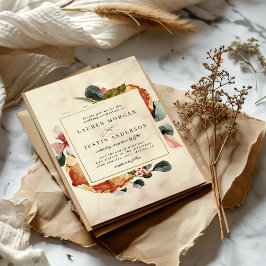 Convites Autumn Feel Elegant Floral Wedding