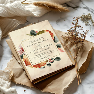Convites Autumn Feel Elegant Floral Wedding