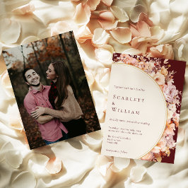 Convites Autumn Floral Burgundy Foto Moderna Casamento