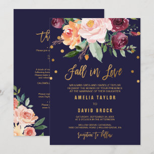 Convites Autumn Floral Formal Cai No Amor   Casamento Detal