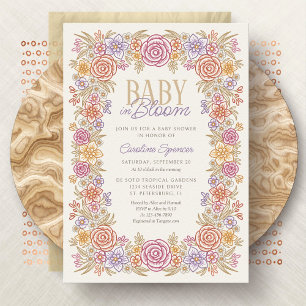 Convites Autumn Floral Gênero Chá de fraldas neutro