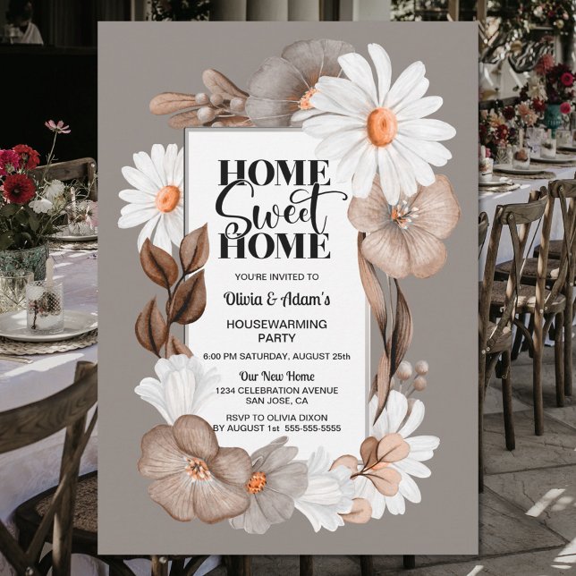 Convites Autumn Floral Home Sweet Home Housearming Party (Criador carregado)