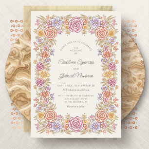 Convites Autumn Floral Romantic Wedding